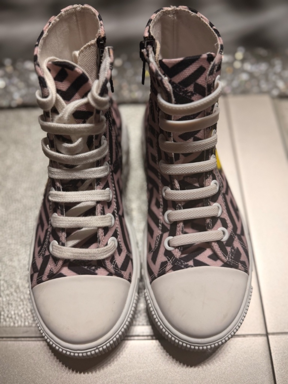 Versace Kids Greca Medusa High-Top Sneakers Pink Black Size 31